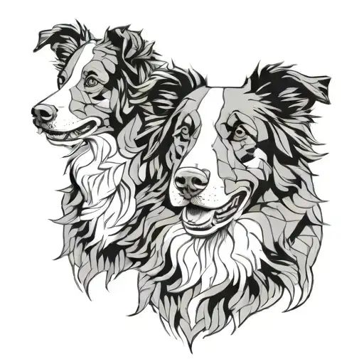 sketch of two border collies  tattoo design idea