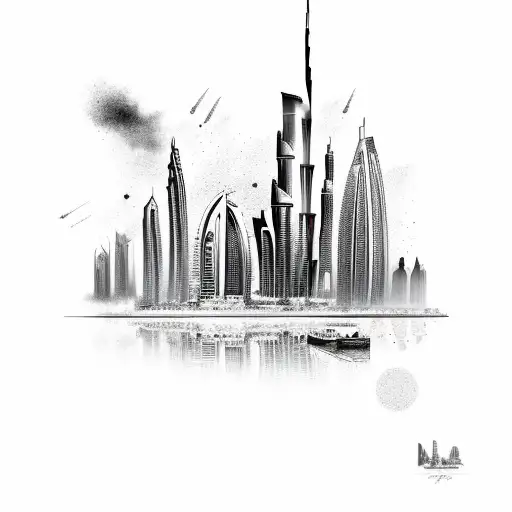 DUBAI SKYLINE  tattoo design idea