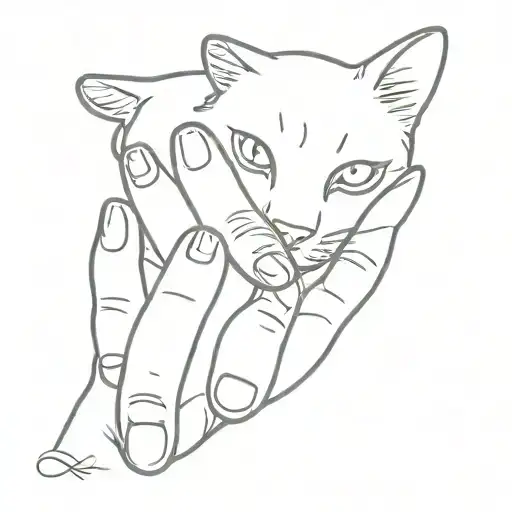 hand and cat paw tattoo design idea