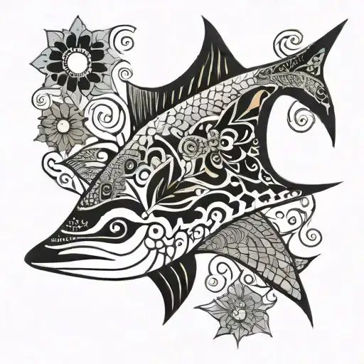 eagle ray filled with tribal sunflower tattoo design idea