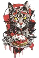 vampire cat with lasagna  tattoo design idea