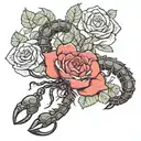 scorpion & roses growing tattoo design idea