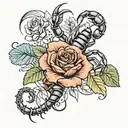 scorpion & roses growing tattoo design idea