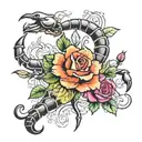 scorpion & roses growing tattoo design idea