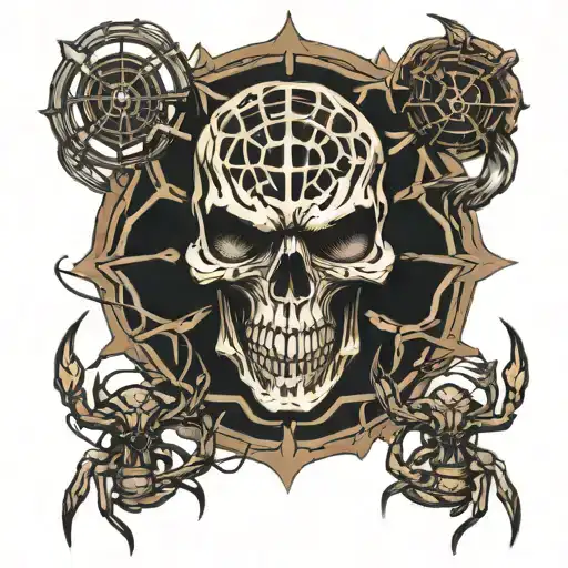 spider skull tattoo design idea