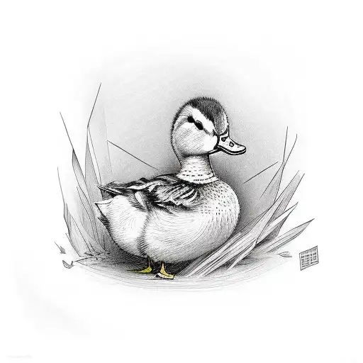 chick and the duck from friends tv show tattoo design idea