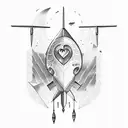plane and a heart tattoo design idea