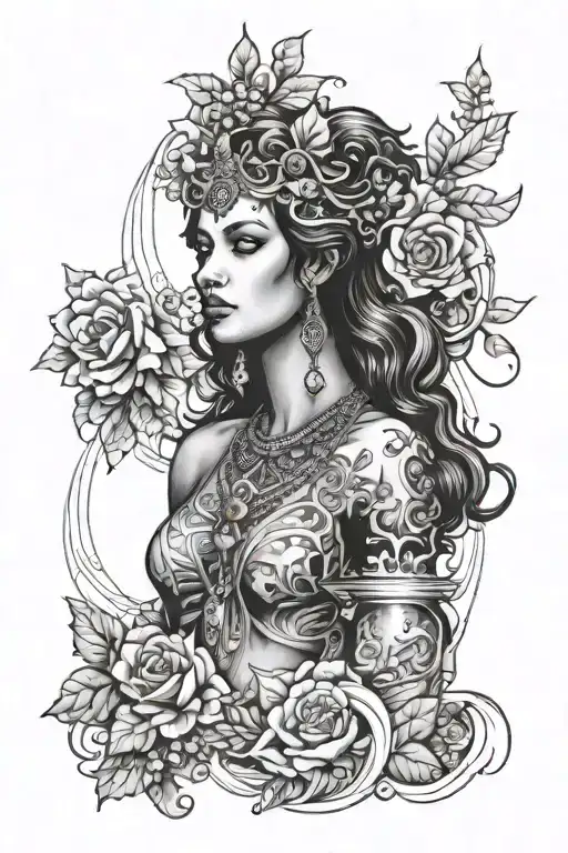 femida goddess tattoo design idea