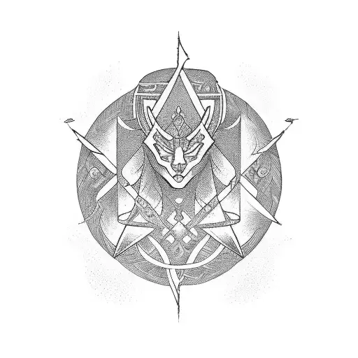 full sleeve Nordic mythology considering symbols and images tattoo design idea