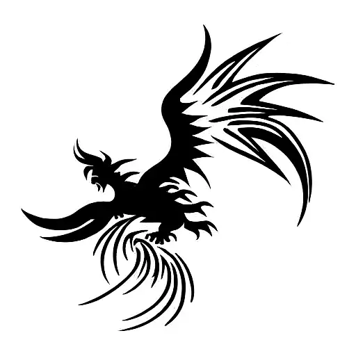 Phoenix with flames and dragon  tattoo design idea