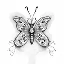 butterfly with name Jam tattoo design idea