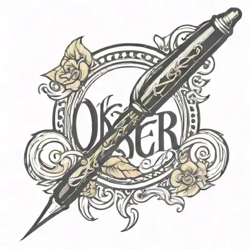 a pen writing "okrrrr" tattoo design idea