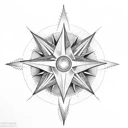 leaves compass tattoo design idea