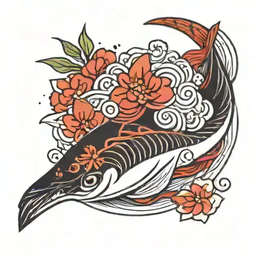 happy sushi and red thread  tattoo design idea
