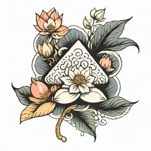 smiling onigiri on lotus flower tattoo design idea