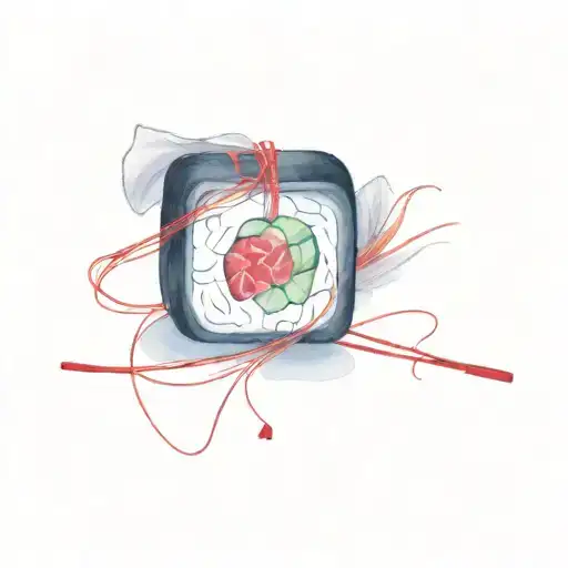 red thread and sushi  tattoo design idea