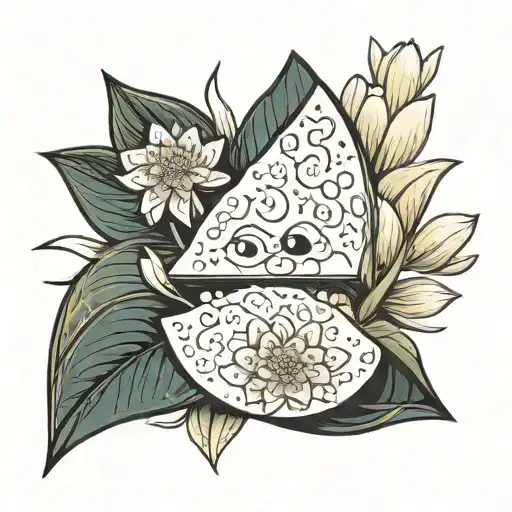 smiling onigiri on lotus flower tattoo design idea