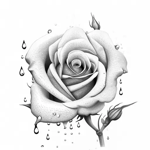 roses and lillys blossoming in beautiful rain tattoo design idea