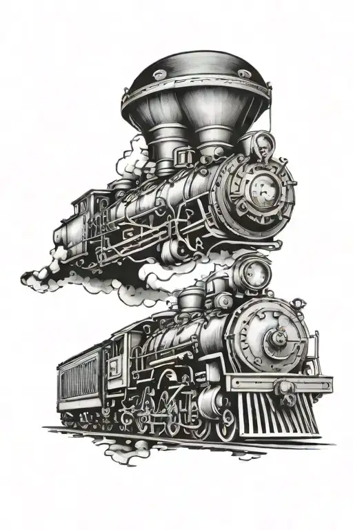 the name Luca with a train engine tattoo design idea