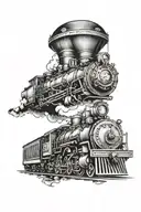 the name Luca with a train engine tattoo design idea
