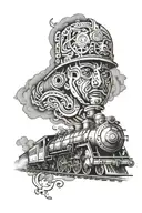 the name Luca with a train engine tattoo design idea