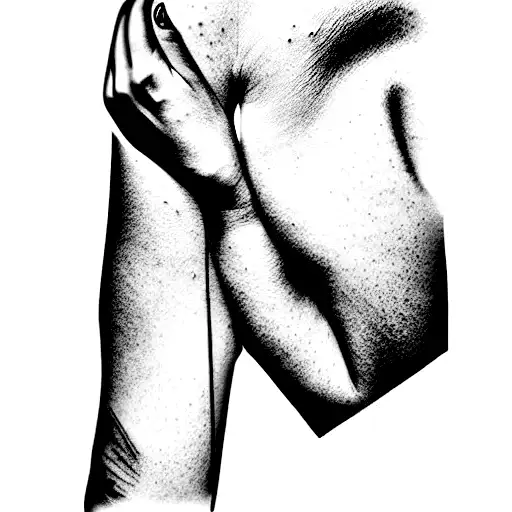 skin opening and showing muscles in the forearm tattoo design idea