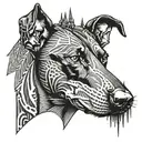 y2k Doberman with spikes tattoo design idea