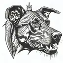 y2k Doberman with spikes tattoo design idea