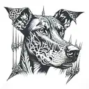 y2k Doberman with spikes tattoo design idea
