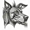 y2k Doberman with spikes tattoo design idea