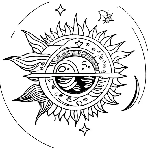 Moon and sun tattoo design idea