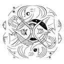 pisces and virgo zodiac signs together tattoo design idea