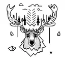 camping with moose tattoo design idea