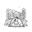 camping with moose tattoo design idea