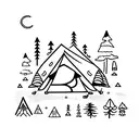 camping with moose tattoo design idea