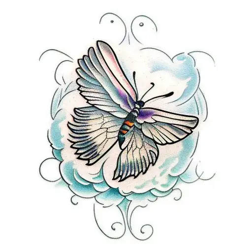 half angel wing and half butterfly wing tattoo design idea