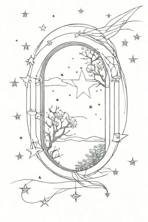 round door being open by too stars that represent parents tattoo design idea