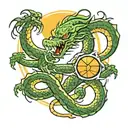 minimalist tattoo featuring the silhouette of Shenron, the iconic dragon from Dragon Ball Z, with the Dragon Balls arran tattoo design idea