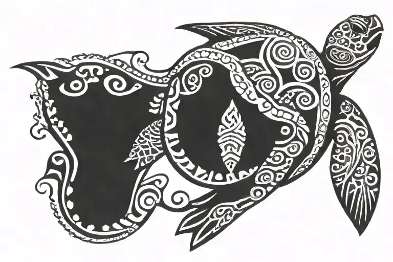 filipino tribal turtle swimming underwater scene depicted   tattoo design idea