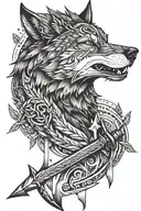 Wolf and arrow weapon tattoo design idea