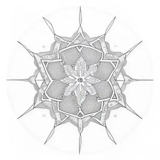 Incorporate a breast cancer ribbon into a geometric pattern or mandala design tattoo design idea