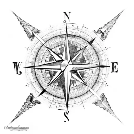 compass and maps longitude and latitude tattoo design idea