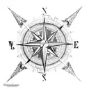 compass and maps longitude and latitude tattoo design idea