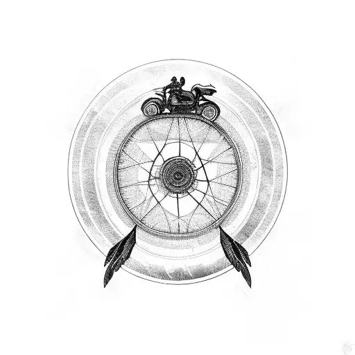 motorbike wheel with wings  tattoo design idea
