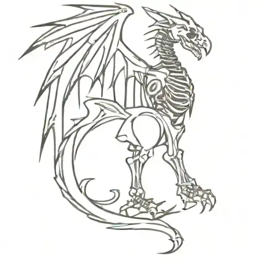 knight dragon skeleton tattoo design idea