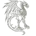 knight dragon skeleton tattoo design idea