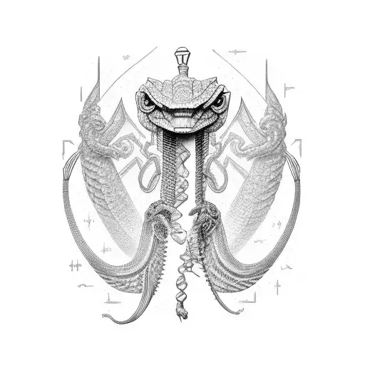 Scales of Justice with Pink cobra climbing up it  tattoo design idea
