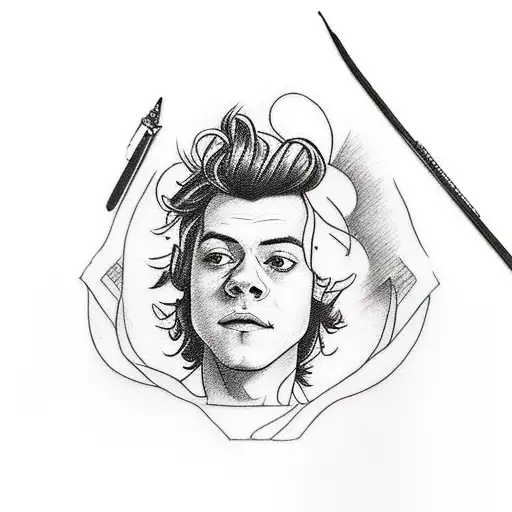 Please draw a tattoo inspired by the Harry Styles Fine Line Lyrics "You Sunshine, you temptress" tattoo design idea