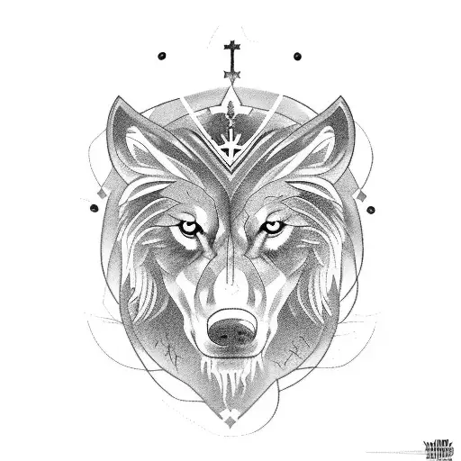 Christian Cross surrounded by a wolf and a lion and an eagle and a bear tattoo design idea