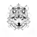 Christian Cross surrounded by wolf, lion, eagle and bear tattoo design idea